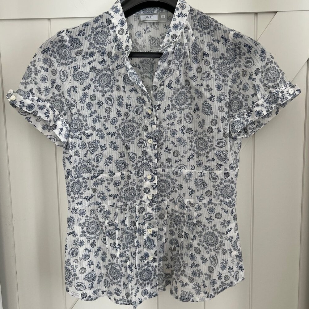 AP By Bruphils Cap Sleeve Floral Print Blouse